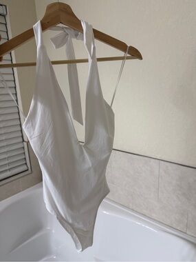 Zara White Halter-Style One-Piece